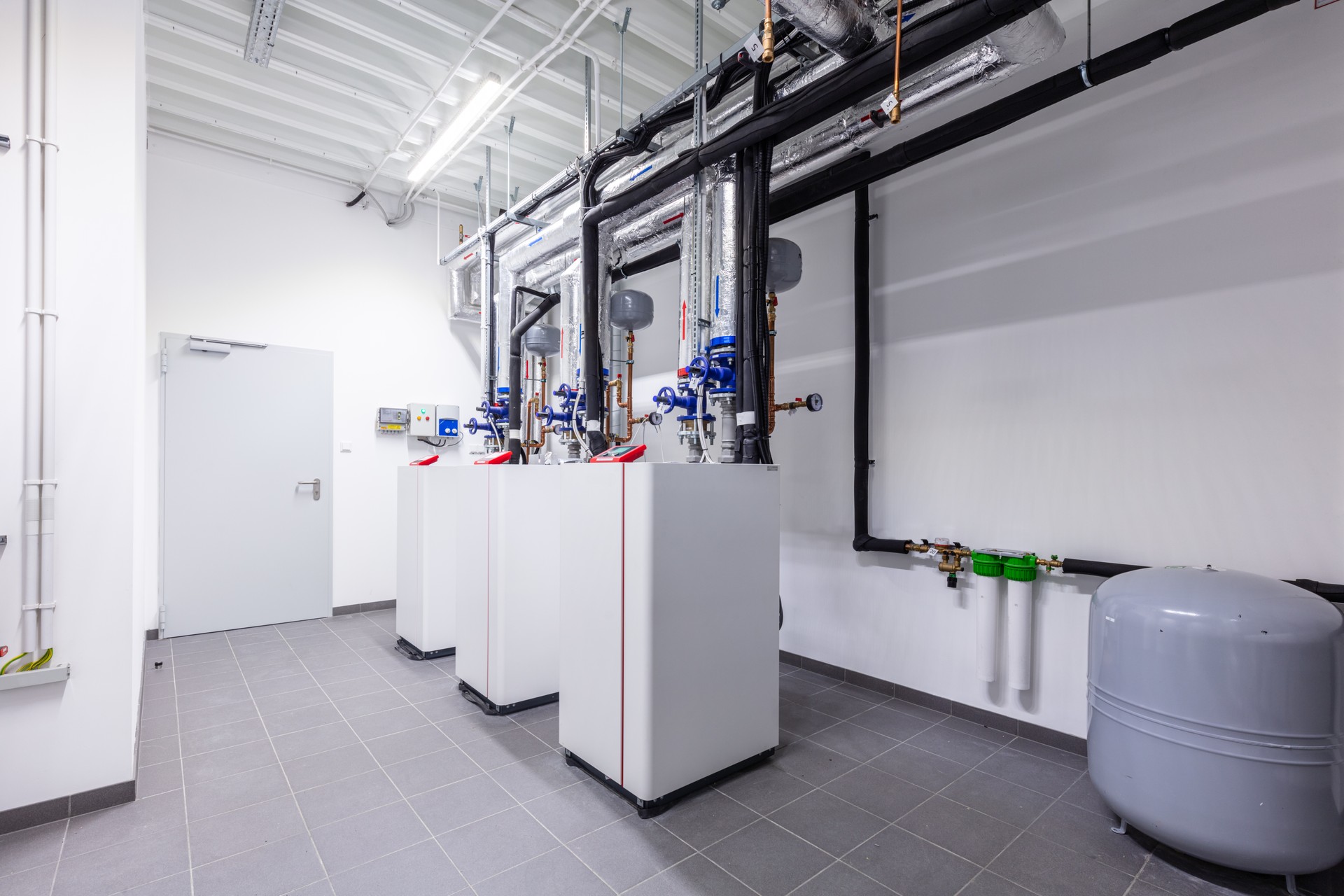 Heat pump room in commercial building